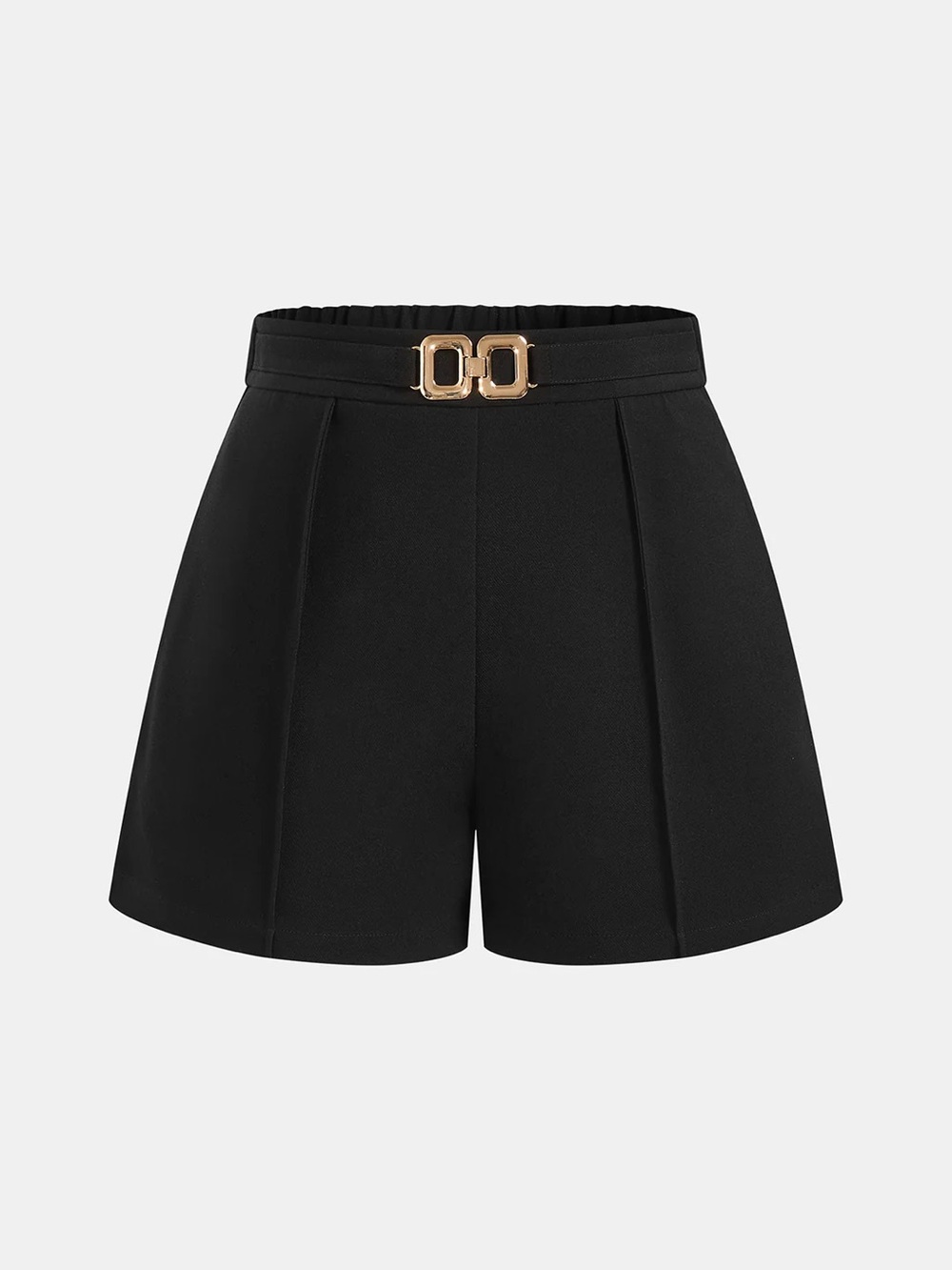 63 Mid Waist Metal Buckle A-Line Shorts
